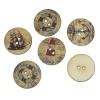 Picture of Wood Sewing Buttons Scrapbooking Round At Random Mixed 2 Holes Navigation Pattern 20mm( 6/8") Dia, 100 PCs