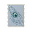 Picture of Natural Wood Embellishments Scrapbooking Postage Stamp Lightblue Peacock Feather Pattern 39mm(1 4/8") x 29mm(1 1/8"), 30 PCs