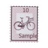 Picture of Natural Wood Embellishments Scrapbooking Travel Postage Stamp Pink Bicycle Message " Sample 10 " Pattern 38mm(1 4/8") x 30mm(1 1/8") , 30 PCs