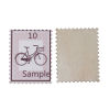 Picture of Natural Wood Embellishments Scrapbooking Travel Postage Stamp Pink Bicycle Message " Sample 10 " Pattern 38mm(1 4/8") x 30mm(1 1/8") , 30 PCs