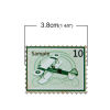 Picture of Natural Wood Embellishments Scrapbooking Postage Stamp Green Travel Airplane Message " Sample 10 " Pattern 38mm(1 4/8") x 30mm(1 1/8") , 30 PCs