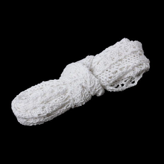 Image de Dentelles en Coton Blanc Largeur: 4.3cm, 5 Yards
