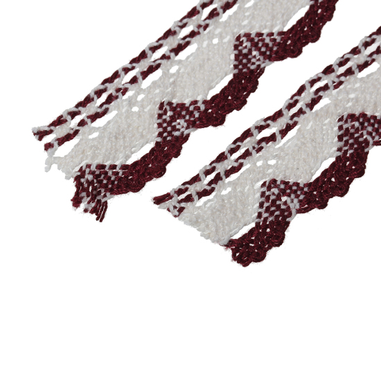 Bild von Baumwolle Spitze Lace  Purpurfarbige Rot 25mm, 5 Yards