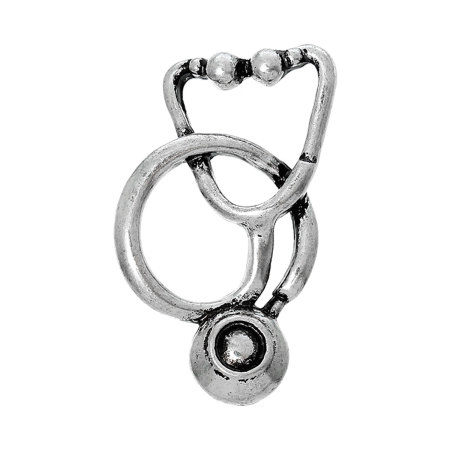 Imagen de Zamak Médico Colgantes Charms Estetoscopio Plata Antigua 29mm x 19mm, 1 Unidad
