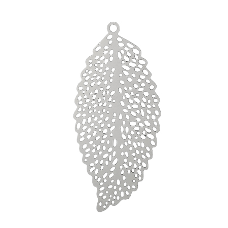 Imagen de Colgantes Filigrana Estampación 304 Acero Inoxidable de Hoja Tono de Plata Rhinestone 46mmx 21mm,espesor:0.3mm. 10 Unidades