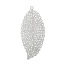 Picture of 304 Stainless Steel Filigree Stamping Pendants Leaf Silver Tone Hollow Carved 46mm(1 6/8") x 21mm( 7/8"), 10 PCs