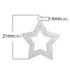 Picture of 304 Stainless Steel Filigree Stamping Charm Pendants Pentagram Star Silver Tone Hollow 21mm(7/8") x 20mm(6/8"), 2 PCs