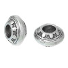 Picture of Zinc Metal Alloy European Style Large Hole Charm Beads Drum Antique Silver Color Pattern Carved About 13mm x 7mm, Hole: Approx 5.5mm, 30 PCs