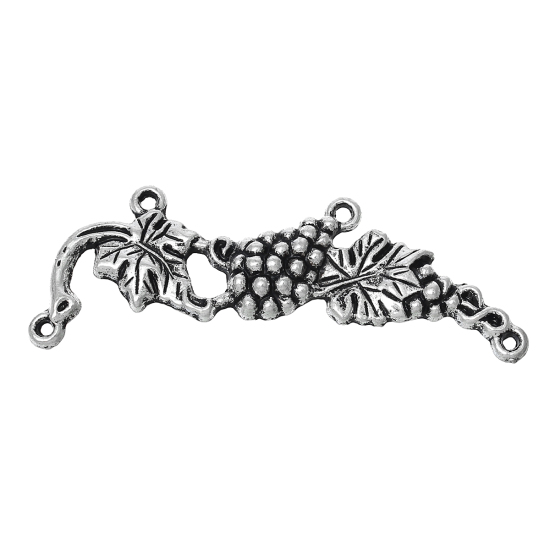 Imagen de Zamak Conectores Uva Plata Antigua 79mm x 25mm, 2 Unidades