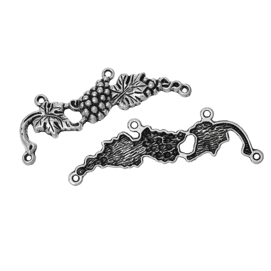 Imagen de Zamak Conectores Uva Plata Antigua 79mm x 25mm, 2 Unidades