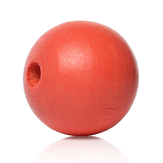 Изображение Деревянные Бусины Круглые, Арбузно- красный 10мм диаметр, 2.2mm-3mm, 300 ШТ