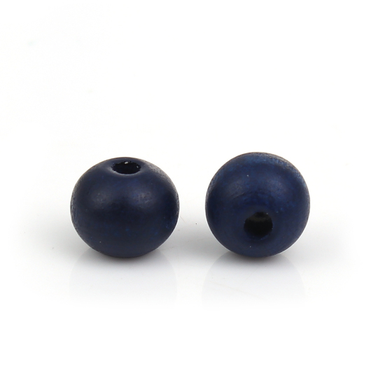 Picture of Wood Spacer Beads Round Navy blue About 10mm Dia, Hole: Approx 2.2mm-3mm, 40 PCs