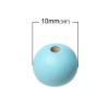 Изображение Деревянные Бусины Круглые, Светло-синий 10мм диаметр, 2.2mm-3mm, 300 ШТ