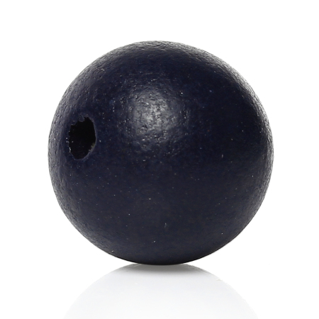 Picture of Natural Wood Spacer Beads Round Navy blue About 20mm Dia, Hole: Approx 3mm-3.5mm, 6 PCs