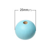 Picture of Natural Wood Spacer Beads Round Lightblue About 25mm Dia, Hole: Approx 5.9mm - 5.4mm, 20 PCs