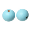 Picture of Natural Wood Spacer Beads Round Lightblue About 25mm Dia, Hole: Approx 5.9mm - 5.4mm, 20 PCs