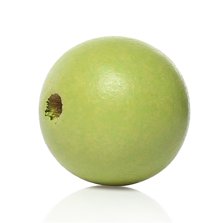 Immagine di Legno Separatori Perline Tondo Verde Dia Circa: 25mm, Foro: Circa 5.4mm-5.9mm, 20 Pz