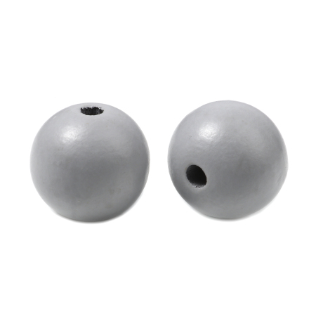 Image de Perles en Bois Naturel Forme Rond Gris Diamètre: 25mm, Tailles de Trous: 5.4mm-5.9mm, 20 Pcs