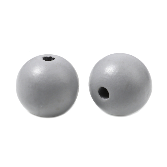 Immagine di Legno Separatori Perline Tondo Grigio Dia Circa: 25mm, Foro: Circa 5.4mm-5.9mm, 20 Pz