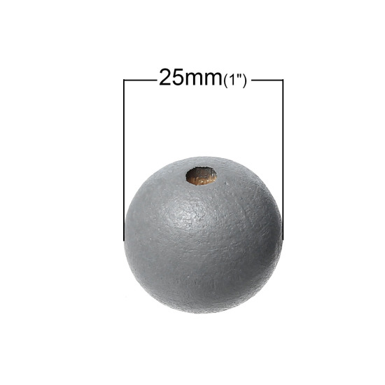Immagine di Legno Separatori Perline Tondo Grigio Dia Circa: 25mm, Foro: Circa 5.4mm-5.9mm, 20 Pz