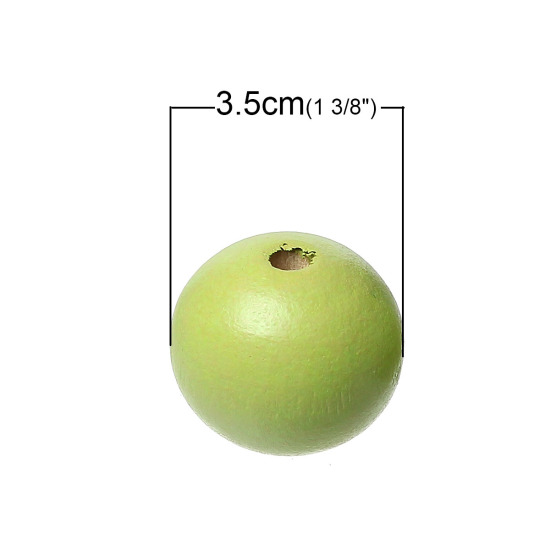 Immagine di Legno Separatori Perline Tondo Verde Dia Circa: 35mm, Foro: Circa 3.7mm-4.4mm, 5 Pz