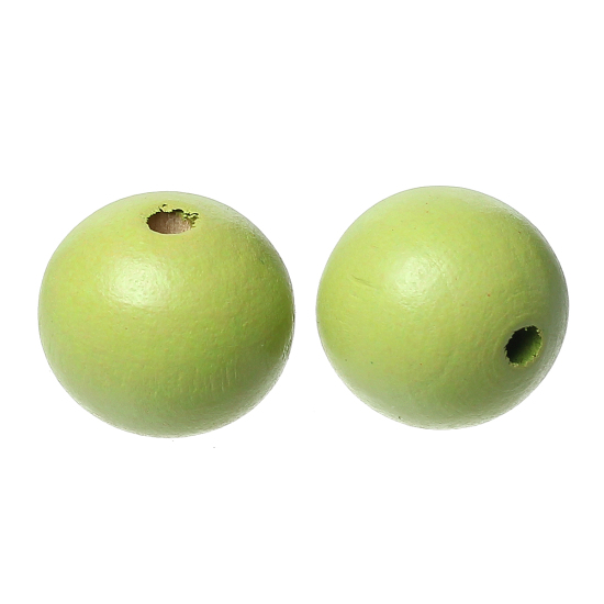 Immagine di Legno Separatori Perline Tondo Verde Dia Circa: 35mm, Foro: Circa 3.7mm-4.4mm, 5 Pz