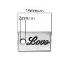 Picture of Zinc Metal Alloy Charm Pendants Rectangle Antique Silver Color Message " Love " Carved 14mm(4/8") x 9mm(3/8"), 50 PCs