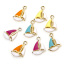 Picture of 10 PCs Zinc Based Alloy Charms Light Golden At Random Mixed Color Sailing Boat Enamel 21mm x 14mm