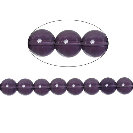 アメジスト (模造) ビーズ 円形 紫 透明 約 8mm直径、穴：約 1.5mm、38.7cm 長さ、1 連 (約 52個 /一連) の画像