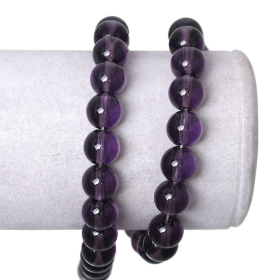 Image de Perles en Améthyste (Imitation) Rond Violet 8mm Dia, Taille de Trou: 1.5mm, 38.7cm long, 1 Enfilade 