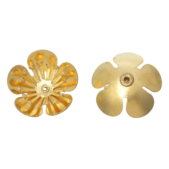 Picture of Brass Beads Caps Flower Brass Color (Fits 10mm Beads) 16mm( 5/8") x 16mm( 5/8"), 2 PCs                                                                                                                                                                        