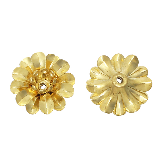 Picture of Brass Beads Caps Flower Brass Color (Fits 4mm Beads) 13mm( 4/8") x 13mm( 4/8"), 2 PCs                                                                                                                                                                         