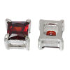 Picture of Copper Slide Beads Square Silver Tone Pave Red Cubic Zirconia About 10mm x 10mm, 3 PCs