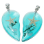Imagen de Colgantes Parejas Resina de Corazón Roto , Verde Azul y Estrella de Mar Transparente 34mm x 31mm, 1 Par