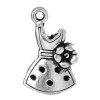 Picture of Zinc Based Alloy Charms Dress Antique Silver Color (Can Hold ss4 Rhinestone) Flower Carved 20mm( 6/8") x 12mm( 4/8"), 30 PCs