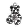 Picture of Zinc Metal Alloy Pendants Bear Animal Antique Silver Color (Can Hold ss6 ss9 ss12 ss23 Rhinestone) 36mm(1 3/8") x 25mm(1"), 10 PCs