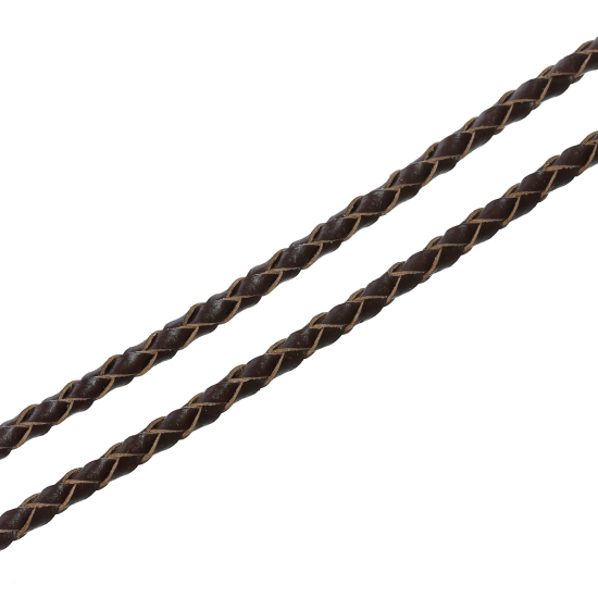 Picture of Real leather Jewelry Braiding Thread Cord Coffee 3.0mm( 1/8"), 2 M