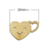 Picture of Wood Cabochons Scrapbooking Embellishments Findings Heart Golden Smile Hollow 25.0mm(1") x 16.0mm( 5/8") , 50 PCs