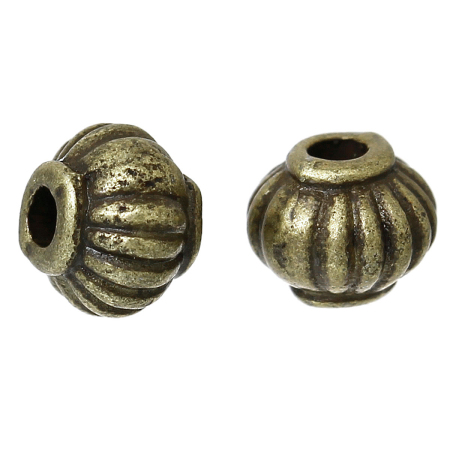 Zinc metal alloy Spacer Beads Halloween Pumpkin Antique Bronze About 5mm x 4mm, Hole:Approx 1.3mm, 30 PCs