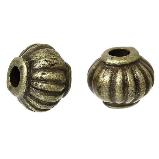Immagine di Lega di Zinco Separatori Perline Halloween Zucca Bronzo Antico Circa 5mm x 4mm, Foro:Circa 1.3mm, 300 Pz