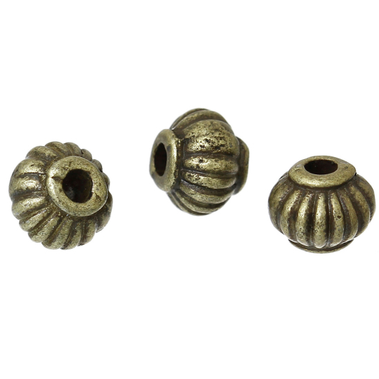 Immagine di Lega di Zinco Separatori Perline Halloween Zucca Bronzo Antico Circa 5mm x 4mm, Foro:Circa 1.3mm, 300 Pz