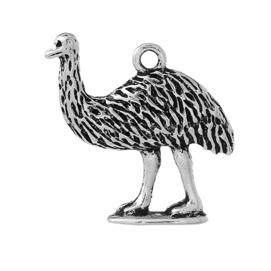 Bild von Zinklegierung Charm Anhänger Vögel Antiksilber 22mm x 21mm, 20 Stücke