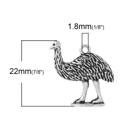 Bild von Zinklegierung Charm Anhänger Vögel Antiksilber 22mm x 21mm, 20 Stücke