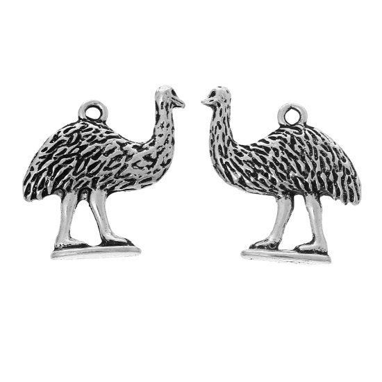 Bild von Zinklegierung Charm Anhänger Vögel Antiksilber 22mm x 21mm, 20 Stücke