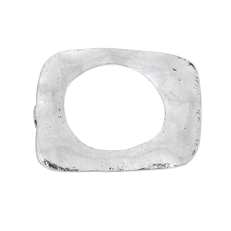 50 個 亜鉛合金 打ち出し コネクター ペンダント チャームパーツ 四辺形 銀古美 透かし 25mm x 20mm、