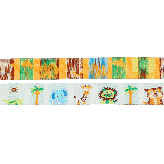 Picture of Polyester Woven Jacquard Easter Ribbon Multicolor Animal Pattern Embroidered 16mm( 5/8"), 2 Yards (Approx 0.92 M/Yard)