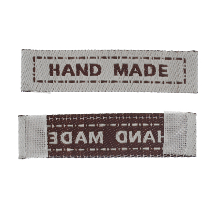 Poliestere Etichette Stampate DIY Scrapbooking Craft Rettangolo Grigio Lettere Lettere" Hand Made " 45mm x 10mm, 100 Pz