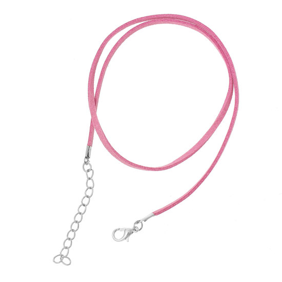 Picture of Velvet Faux Suede Cord Necklace Pink 45cm(17 6/8") long, 10 PCs