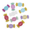 Picture of 10 PCs Natural Wood Sewing Buttons Scrapbooking 2 Holes Candy At Random Mixed Color 25mm x 12mm