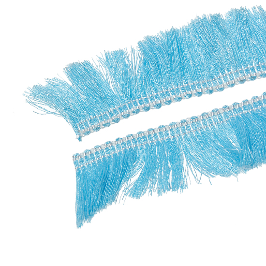 Image de Dentelle de Frange en Coton Bleu Largeur: 25mm, 5 M